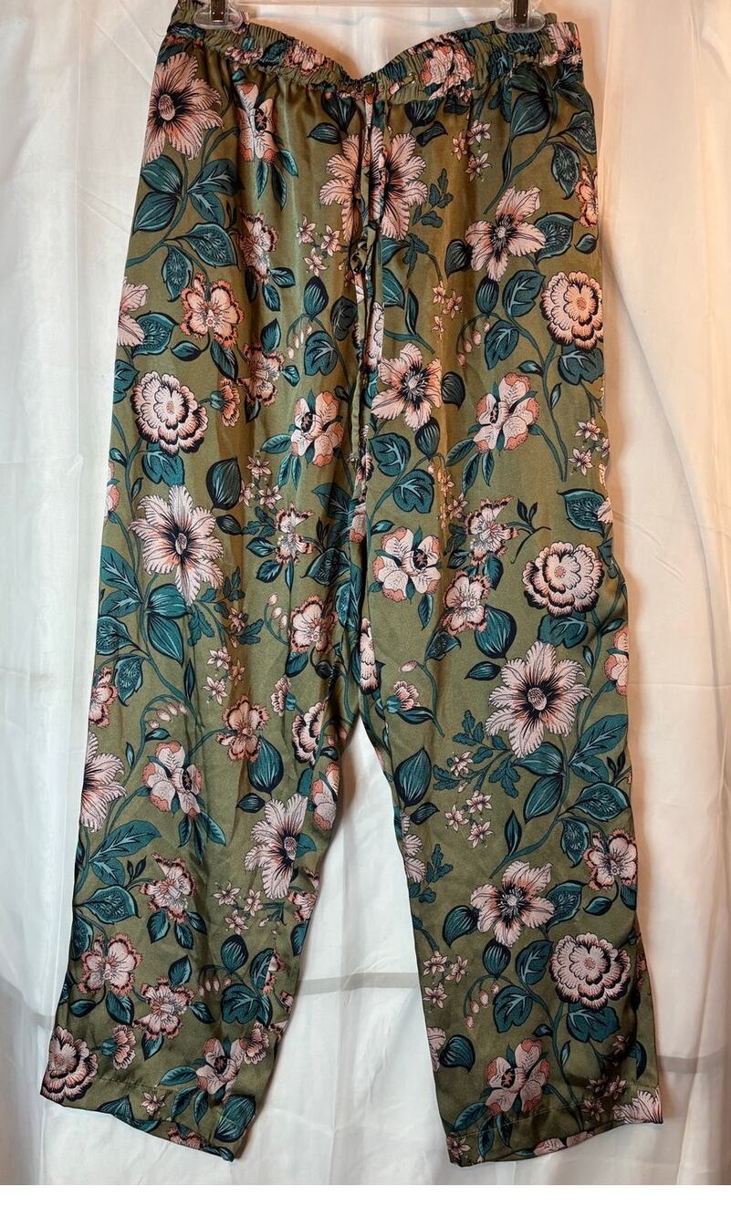 Lauren Ralph Lauren Green Drawstring Flowing Floral Pant Size 20 W